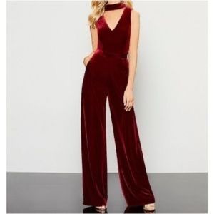 Red Velvet Jump Suit NWOT